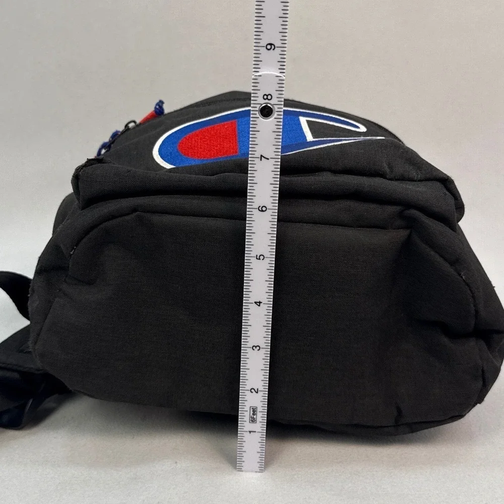 Champion Supercize Backpack Black Canvas Embroidered Logo Bookbag Athleisure